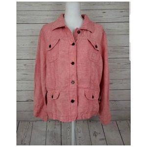 J. Jill red chambray linen jacket